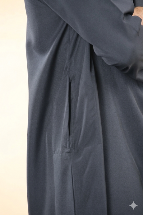 Men's Kuwaiti Matt Finish Zipper Jubba (Grey)