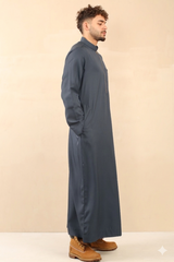 Men's Kuwaiti Matt Finish Zipper Jubba (Grey)