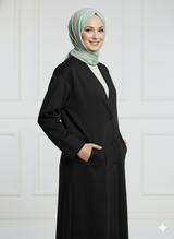 Ladies Kimono Luxury Fleece Button Abaya