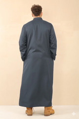 Men's Kuwaiti Matt Finish Zipper Jubba (Grey)