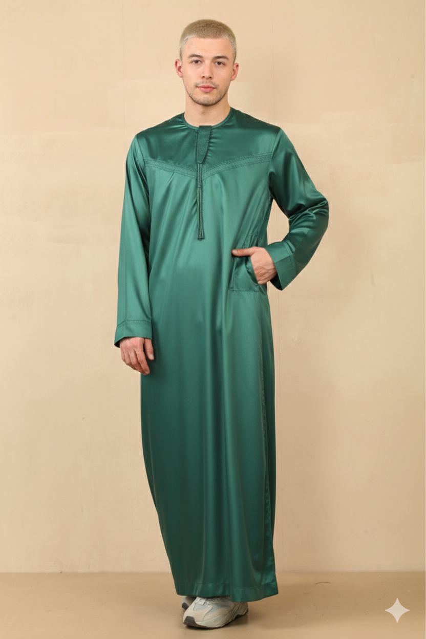 Men's Emirati Embroidered Shiny Tassel Jubba